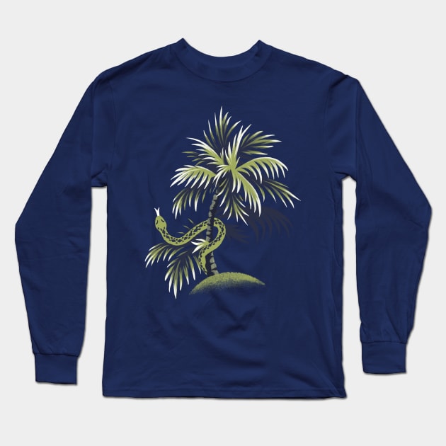 Snake Palms - Light Blue/Gold Long Sleeve T-Shirt by andreaalice